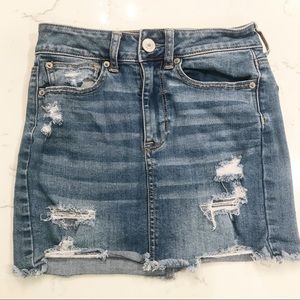 American Eagle distressed denim skirt